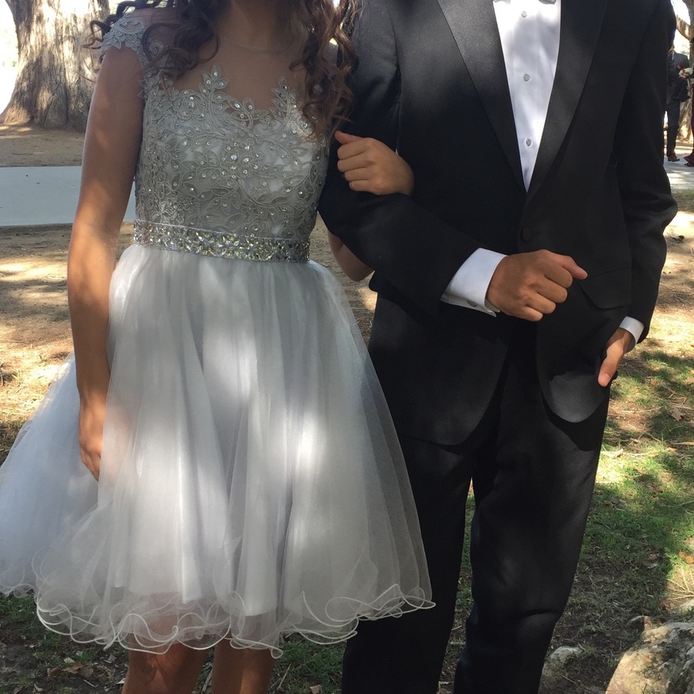 Silver prom dress